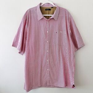 Ted Lapidus Red & White Stripe Street Couture Button Down Dress Shirt Mens 4XL